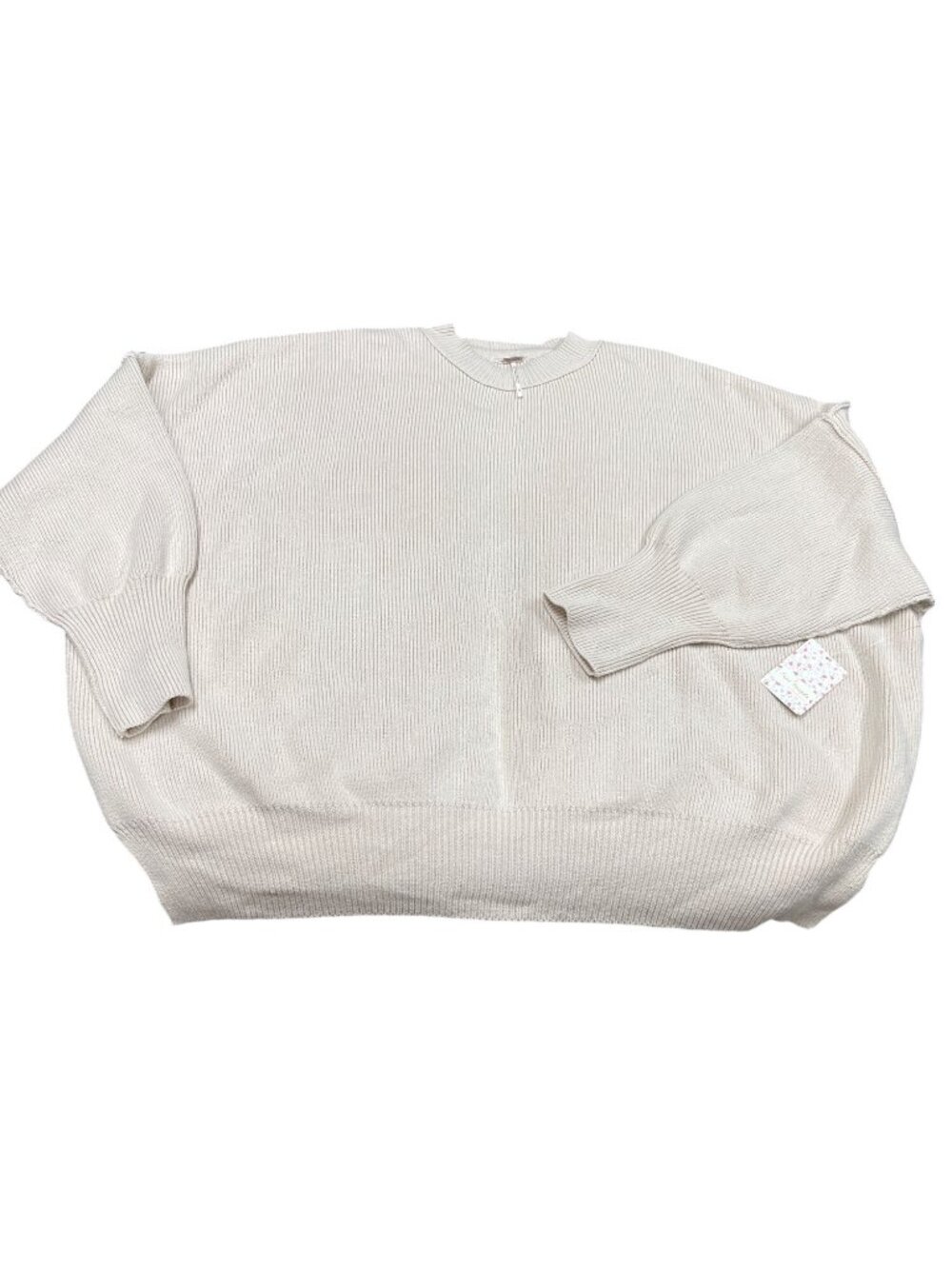 Free People wms pearl beige casual over sized knit pull sweater sz L SKU 10-783
